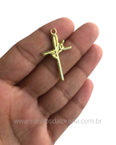 CRUZ FÈ METAL DOURADO 3,3X2CM COM 2 UNINADES - comprar online