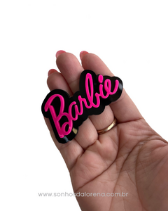 NOME BARBIE ROSA NEON COM PRETO CURVADA 7CM (1 UNIDADE) - comprar online