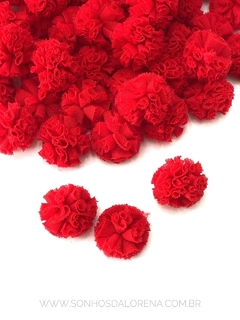 KIT COM 10 POMPONS DE MALHA DE 2,5CM VERMELHO