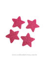 APLIQUE ESTRELA EVA COM GLITER PINK G COM 04 UNIDADES TAMANHO 5CM X 5CM