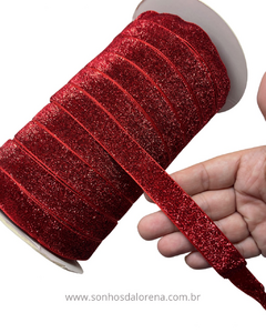 FITA DE LUREX SANDING 25MM VERMELHO POR METRO - comprar online