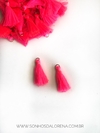 TASSEL ROSA NEON COM ARGOLA DOURADA DE 3CM KIT COM 2 UNIDADES