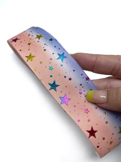 FITA GORGURÃO IMPORTADA 38MM SALMÃO COM ESTRELAS 3 METROS - comprar online