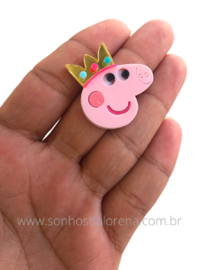 APLIQUE ACRILICO PEPPA PIG ROSTO COM COROA 3CM UNIDADE - comprar online