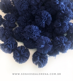 KIT COM 10 POMPONS DE MALHA DE 2,5CM AZUL MARINHO