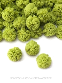 POMPOM DE MALHA 2,5CM KIT COM 10 UNIDADES VERDE MAÇÃ