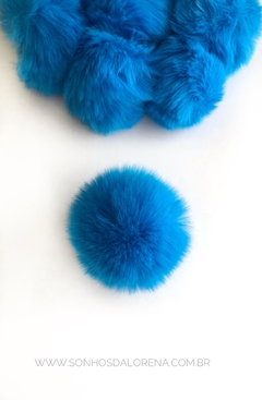 POMPOM DE PELUCIA 7CM TURQUESA GRANDÃO UNIDADE