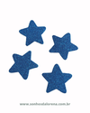 APLIQUE ESTRELA EVA COM GLITER AZUL M COM 04 UNIDADES TAMANHO 4CM X 4CM