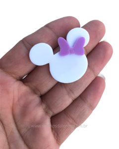 APLIQUE ACRILICO MINNEI BRANCA LAÇO LILAS 3CM X 3,7CM UNIDADE - comprar online