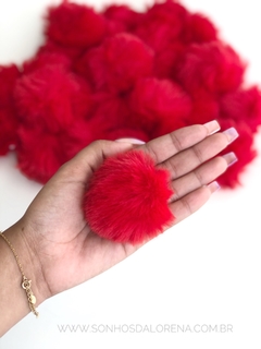 POMPOM DE PELUCIA 7CM VERMELHO GRANDÃO UNIDADE