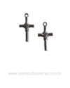 CRUZ DE METAL PRATA 2,6X1,5 CM COM 2 UNINADES