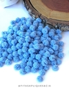 KIT COM 10 POMPONS DE MALHA DE 1,5CM AZUL CLARO