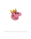 APLIQUE ACRILICO PEPPA PIG ROSTO COM COROA 3CM UNIDADE