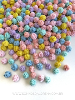 MICRO POMPONS DE MALHA DE 1CM MISTOS CANDY COM 7 GRAMAS APROX. 40 UNIDADES