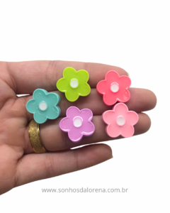 APLIQUES DE RESINA FLORES TONS CANDY 1,5CM (5 UNIDADES) - comprar online