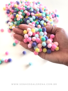 POMPOM DE FIBRA 10MM MISTO TONS CANDY PACOTE COM 4 GRAMAS APROX. 50 UNIDADES - comprar online