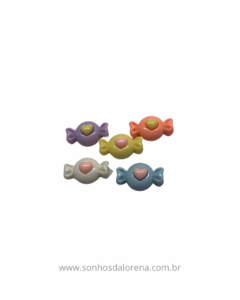 APLIQUES DE RESINA MINI BOMBOM CANDY 1,5CM (5 UNIDADES)