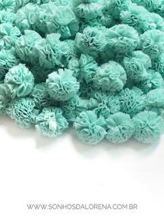 KIT COM 10 POMPONS DE MALHA DE 2,5CM VERDE ÁGUA