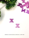 APLIQUE DE RESINA LETRAS X ROXO COM CONFETES KIT COM 2 UNIDADES