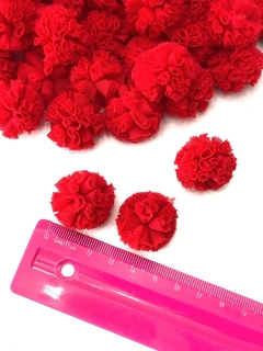 KIT COM 10 POMPONS DE MALHA DE 2,5CM VERMELHO - comprar online