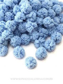 KIT COM 10 POMPONS DE MALHA DE 2,5CM AZUL CLARO