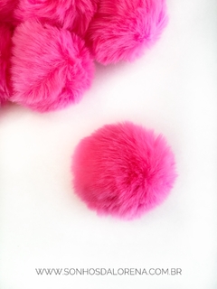 POMPOM DE PELUCIA 7CM ROSA NEON GRANDÃO UNIDADE