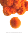 POMPOM DE PELUCIA 7CM LARANJA NEON GRANDÃO UNIDADE