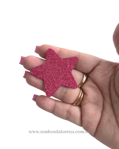 APLIQUE ESTRELA EVA COM GLITER PINK G COM 04 UNIDADES TAMANHO 5CM X 5CM - comprar online