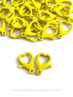 FECHO LAGOSTA CORACAO AMARELO CANARIO 3,5CM PARA MÁSCARAS KIT 02 UNIDADES