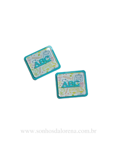 APLIQUE ACRILICO ESCOLAR RETANGULAR ABC TIFFANY 2,5CM x 3CM KIT COM 2 UNIDADES