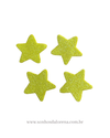 APLIQUE ESTRELA EVA COM GLITER AMARELA M COM 04 UNIDADES TAMANHO 4CM X 4CM