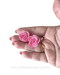 FLOR DE TECIDO P COR ROSA CHICLETE COM 2 UNIDADES - comprar online