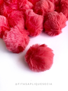 POMPOM DE PELUCIA 7CM CORAL GRANDÃO UNIDADE