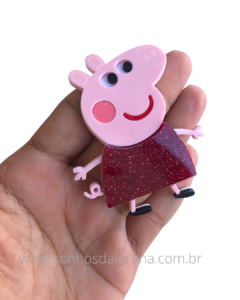 APLIQUE ACRILICO PEPPA PIG CURVADA 7X4CM UNIDADE - comprar online