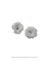 FLOR ORQUIDEA EM VOIL COM PEROLA E STRASS 3X3,5 BRANCO 2 UNIDADES