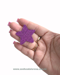 APLIQUE ESTRELA EVA COM GLITER ROXO M COM 04 UNIDADES TAMANHO 4CM X 4CM - comprar online