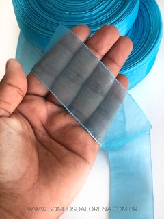 FITA ORGANZA SANDING 20 AZUL TURQUESA PEÇA COM 10 METROS - comprar online