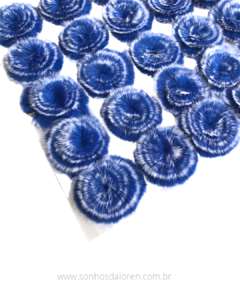 POMPOM ACHATADINHO DE PELUCIA 5,5CM AZUL ROYAL MESCLADO 2UNIDADES