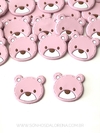 APLIQUE EMBORRACHADO URSO ROSA BB COM BRANCO 3,5CM 2 UNIDADES