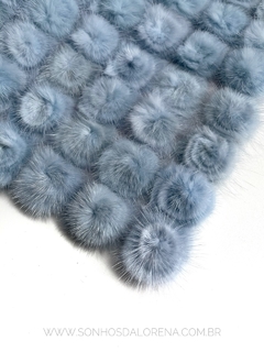 POMPONS ACHATADINHOS DE PELUCIA 4,5CM AZUL BB 2 UNIDADES