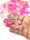 APLIQUES ACRILICO LACINHO COM ESTRELINHAS KIT 03 UNIDADES COR PINK,ROSÊ E CRISTAL