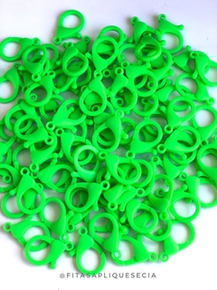 FECHO LAGOSTA 3,5CM PARA MÁSCARAS KIT 02 UNIDADES VERDE NEON