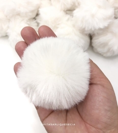 POMPOM DE PELUCIA 7CM BRANCO GRANDÃO UNIDADE