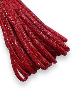 MEIA CANA DE STRASS VERMELHO 8MM (1 METRO)