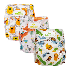 Pack x 3 Pañales Ecológicos Estampados con 3 Absorbentes Intercambiables + 3 refuerzos / unitalla de 0 a 30 meses