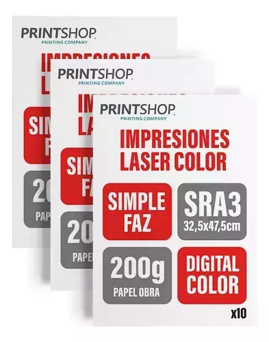 10 Impresiones Bajadas Color Printshop Sra3 200g X10 Simple
