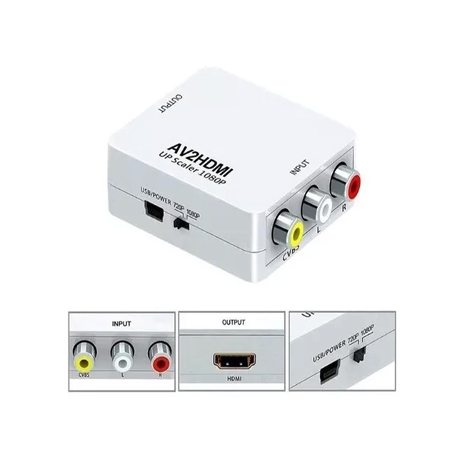 CONVERSOR ADAPTADOR RCA AV2 A HDMI 1080P FULL HD