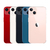 Varias unidades del iPhone 13 en diferentes colores: rojo, blanco, negro, azul y rosa.