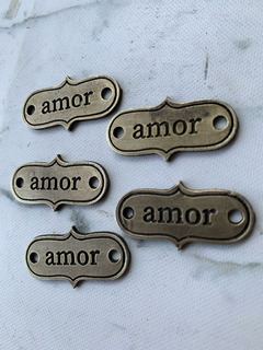 Chapa AMOR oval bronce viejo