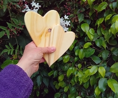 Duo de corazones alargados madera pino
